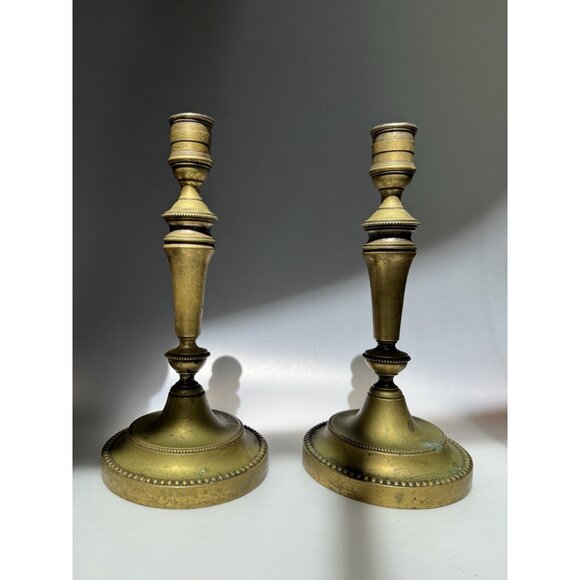 Vintage Christofle Candleholders Antique Brass